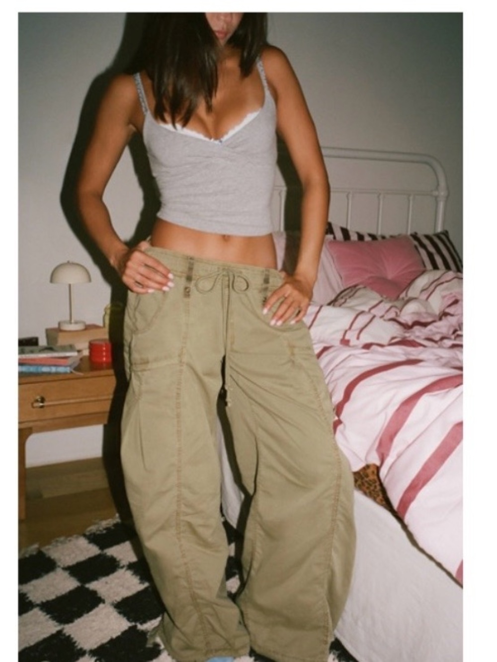 BDG Sunridge Mid-Rise Cargo Balloon Pants - Olive Green - hard to find color!